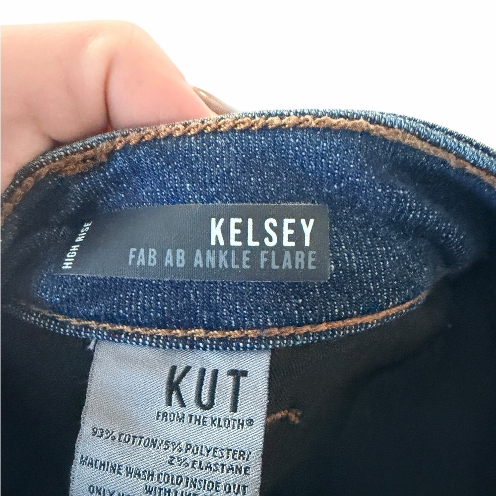 Kut from the Kloth Kelsey Fab Ab Ankle Flate Dark Blue Jeans NEW with tags - Picture 6 of 9